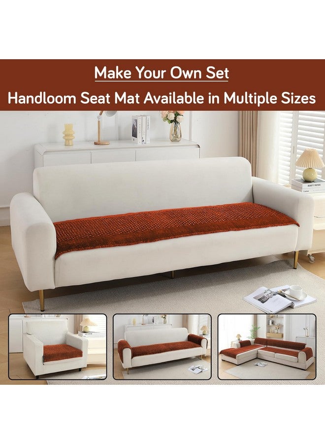 HOKIPO HOKIPO Velvet Handloom Made Thick Sofa Cover Mats For 1/2/3 Seater Sofa And L Shape. Make Your Own Sofa Cover Set, Mat Length 60(D) X160(L) Cm, Rust Brown (In-759-Rbr)  - Image 3