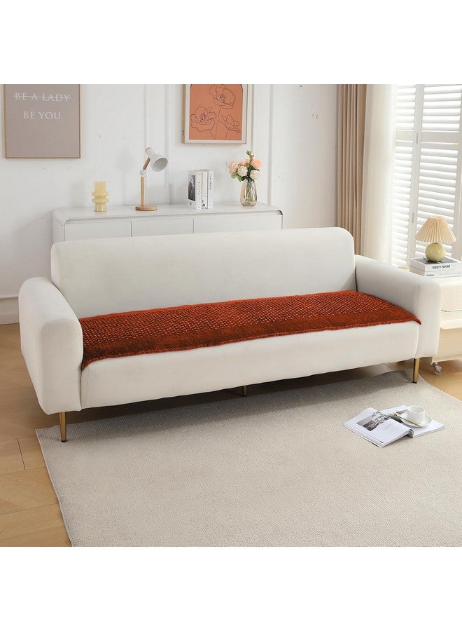 HOKIPO HOKIPO Velvet Handloom Made Thick Sofa Cover Mats For 1/2/3 Seater Sofa And L Shape. Make Your Own Sofa Cover Set, Mat Length 60(D) X160(L) Cm, Rust Brown (In-759-Rbr)  - Image 1