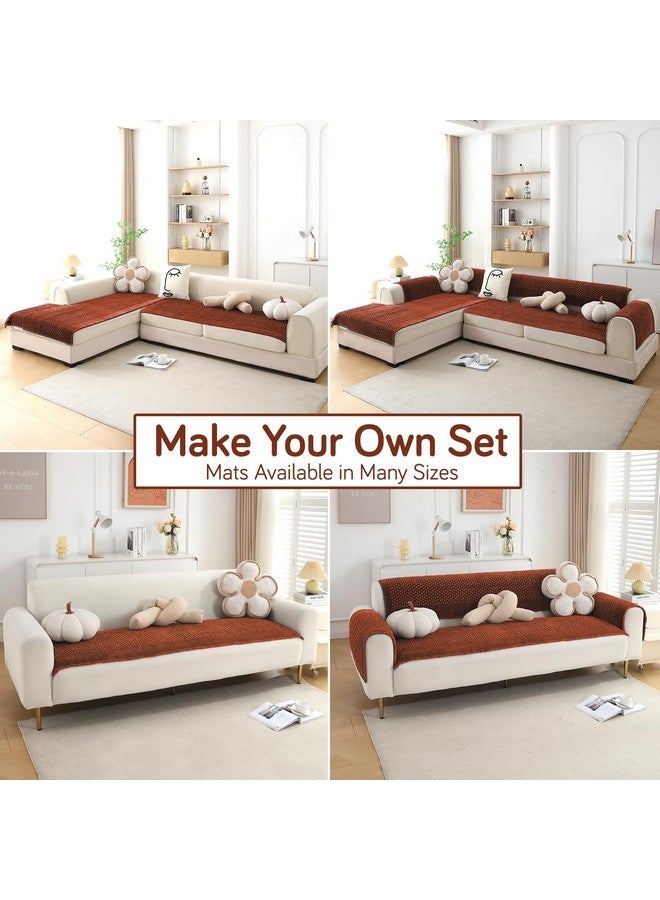 HOKIPO HOKIPO Velvet Handloom Made Thick Sofa Cover Mats For 1/2/3 Seater Sofa And L Shape. Make Your Own Sofa Cover Set, Mat Length 60(D) X160(L) Cm, Rust Brown (In-759-Rbr)  - Image 5