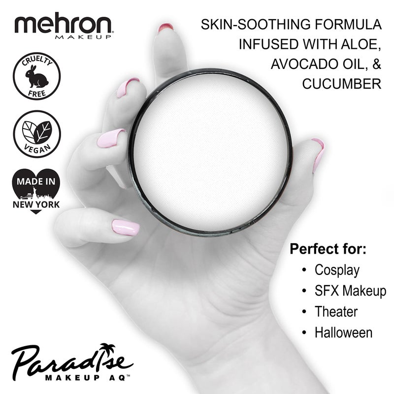 Mehron Makeup Paradise Makeup AQ Pro Size | Stage & Screen Performance, Face & Body Painting, Beauty, Cosplay, and Halloween | Water Activated Face Paint, Body Paint 1.4 oz (40 g) â€“ White - Image 2