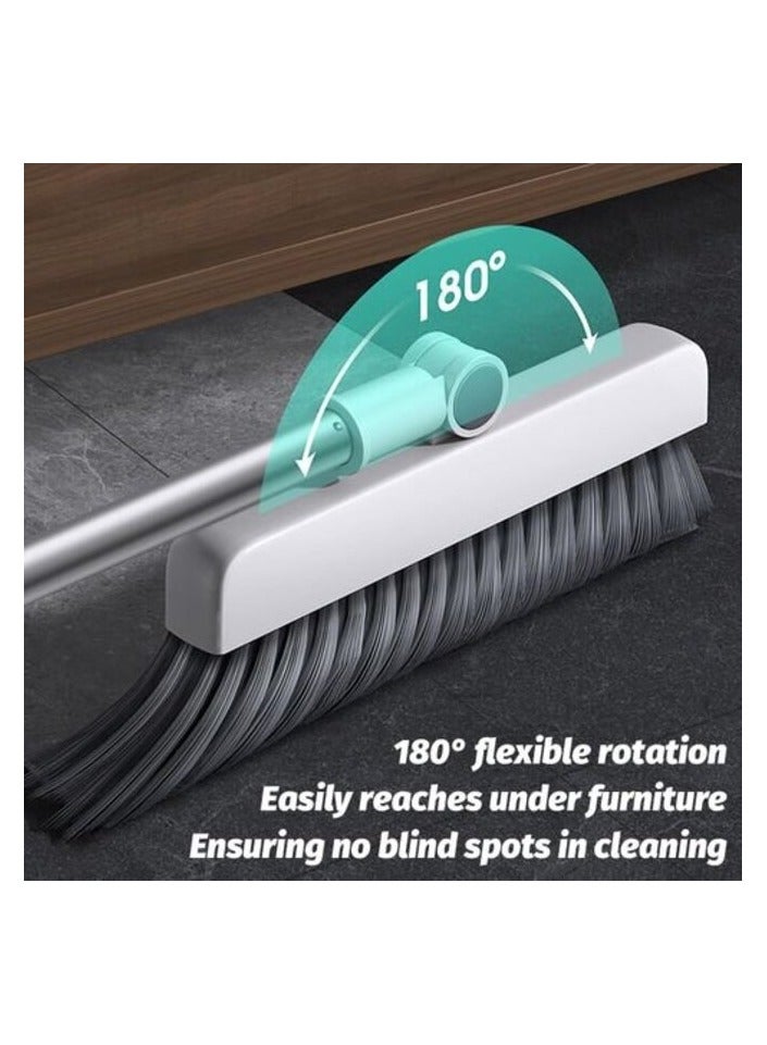 Broom and Dustpan Set with Floor Brush 3 in 1 Household Cleaning Kit with 180 Degree Rotating Broom Head Self Cleaning Dustpan Teeth Upright Storage for Home Kitchen Bathroom Office Living Room - Image 2