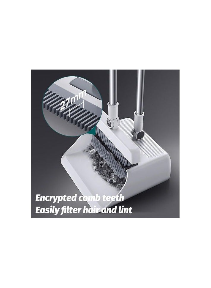 Broom and Dustpan Set with Floor Brush 3 in 1 Household Cleaning Kit with 180 Degree Rotating Broom Head Self Cleaning Dustpan Teeth Upright Storage for Home Kitchen Bathroom Office Living Room - Image 5