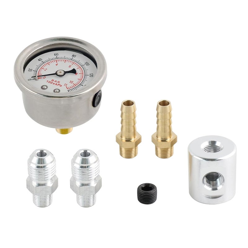 مقياس منظم ضغط الوقود 0-160 رطل لكل بوصة مربعة ضغط الزيت 1/8 NPT مع موصل - Image 2