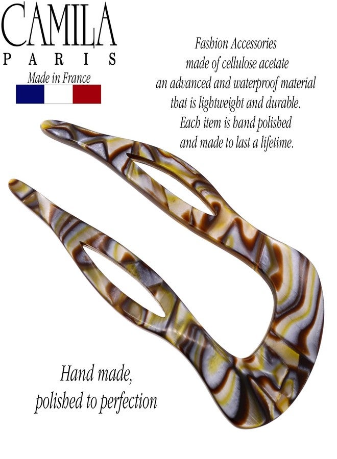 Camila Paris CP2484 French Twist Stick Clip Pins, Handmade, Onyx, Girls Hair Pin U-Shaped Hair Fork for Girls Spiral Updo Chignon Bun Holder, Fashion Styling Hair Accessories for Women, Made in France - Image 4