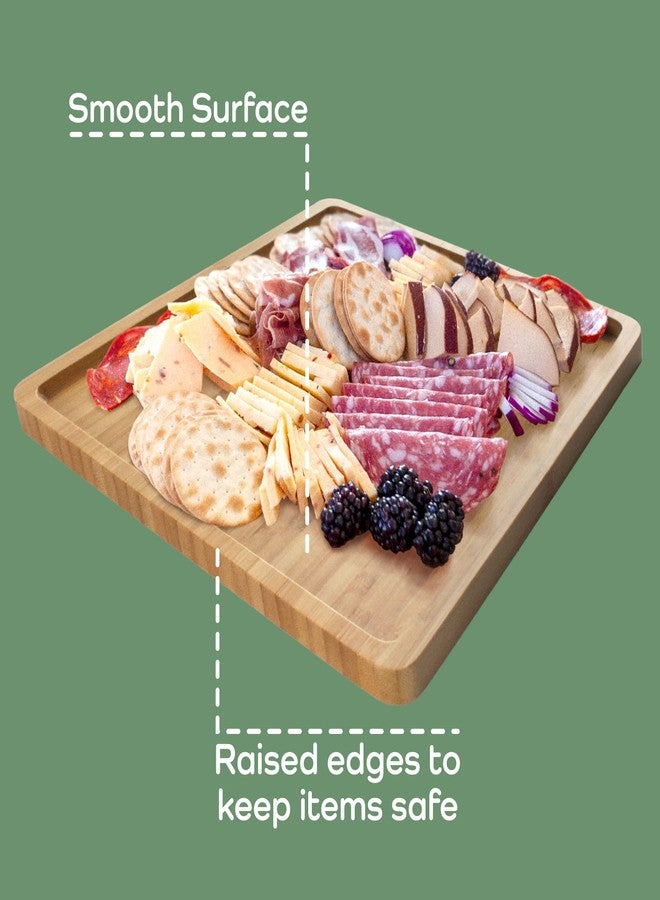 BambooMN Organic Bamboo Serving Tray, Vanity, Tea Serving, Appetizers, Snacks, Charcuterie Board - Rounded Edges, 11"x5.5"x0.6" - 1 Tray - Image 5