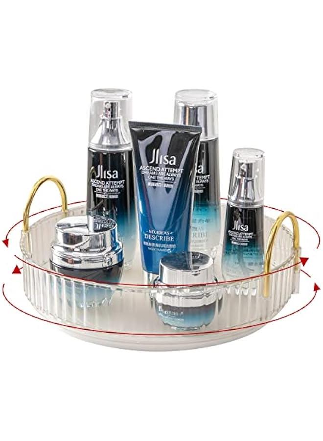 Arabest 360° Rotating Makeup Organizer, Bathroom Make Up Spinning Holder Rack, Large Capacity Cosmetics Storage Vanity Shelf Countertop, Fits Cosmetics, Perfume, Skincare, Lipsticks(1 Tier, Clear)  - Image 2