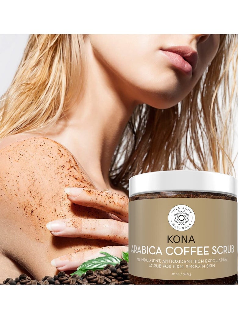 PURE BODY NATURALS Pure Body Naturals Arabica Coffee Body Scrub Exfoliator - Loaded with Caffeine for Cellulite and Stretch Marks | Exfoliating Skin on Face, Hand, Foot, Butt - Coffee Scrub for Women, 12 Ounce  - Image 2