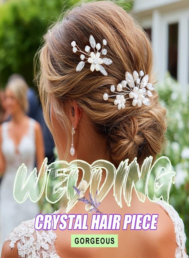 EVILD Bridal Wedding Hair Pins Pearl Hair Accessories Silver Rhinestone Hair Clips for Women (Pack of 2) - Image 5