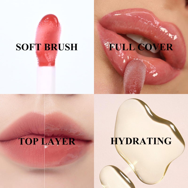 KYDA 2 Colors Hydrating Lip Glow Oil, Moisturizing Lip Oil Gloss, Transparent Plumping Lip Gloss, Lip Oil Tinted for Lip Care and Dry Lips, 007+012 - Image 5