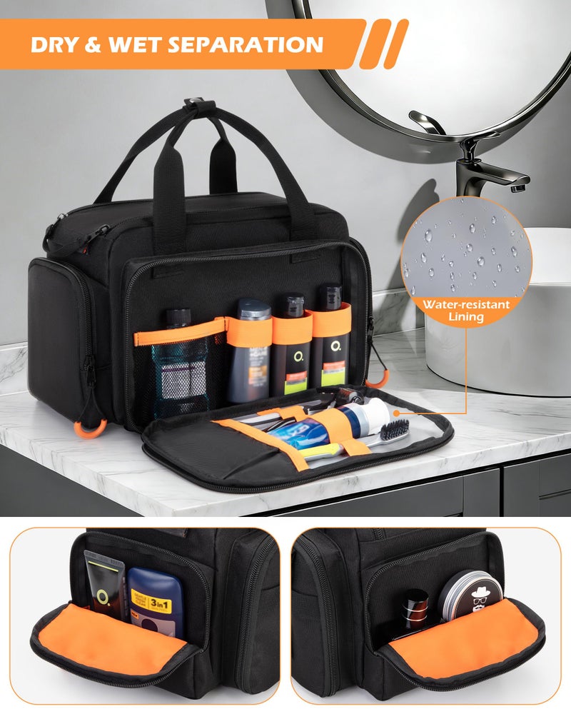 Prokva Tactical Travel Toiletry Bag for Men, Extra Large Dopp Kit Organizer with Dual Way Zippers, Travel Hygiene Bag for Shaving Grooming Bathroom Essentials, Black (Empty Bag) - Image 4