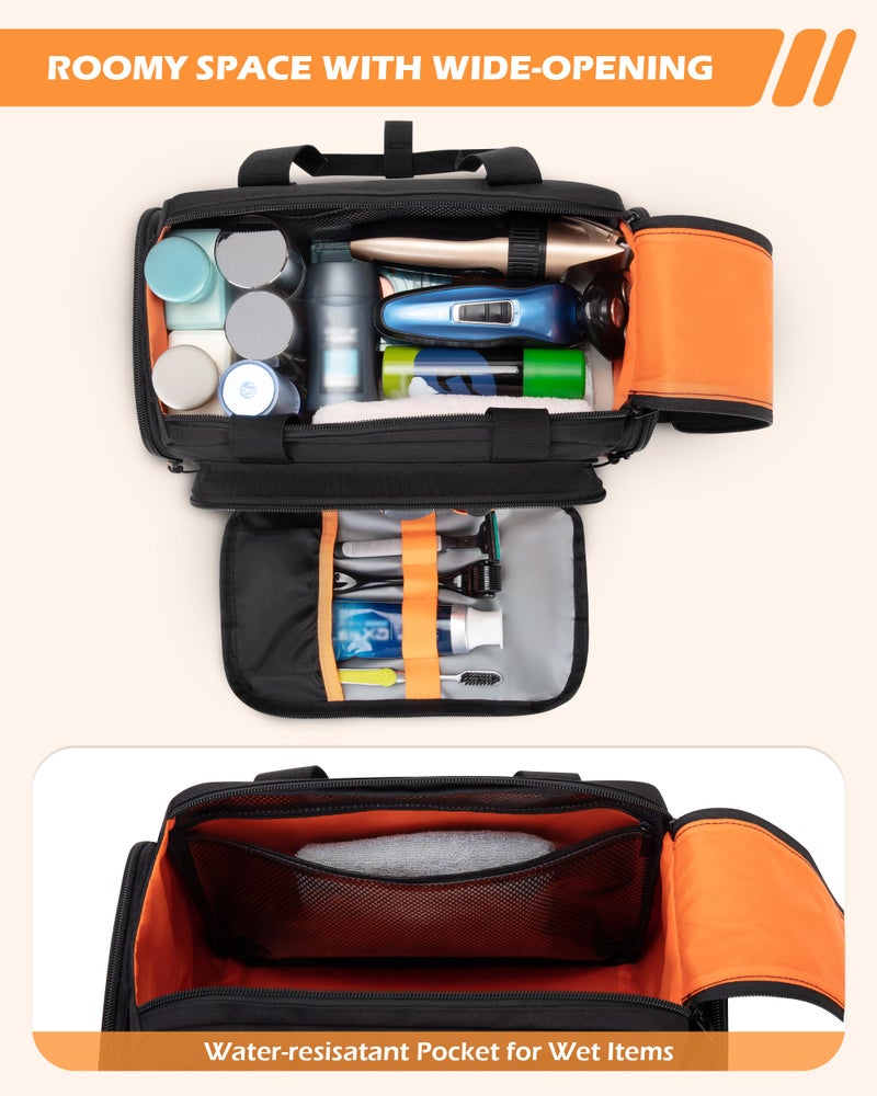 Prokva Tactical Travel Toiletry Bag for Men, Extra Large Dopp Kit Organizer with Dual Way Zippers, Travel Hygiene Bag for Shaving Grooming Bathroom Essentials, Black (Empty Bag) - Image 3