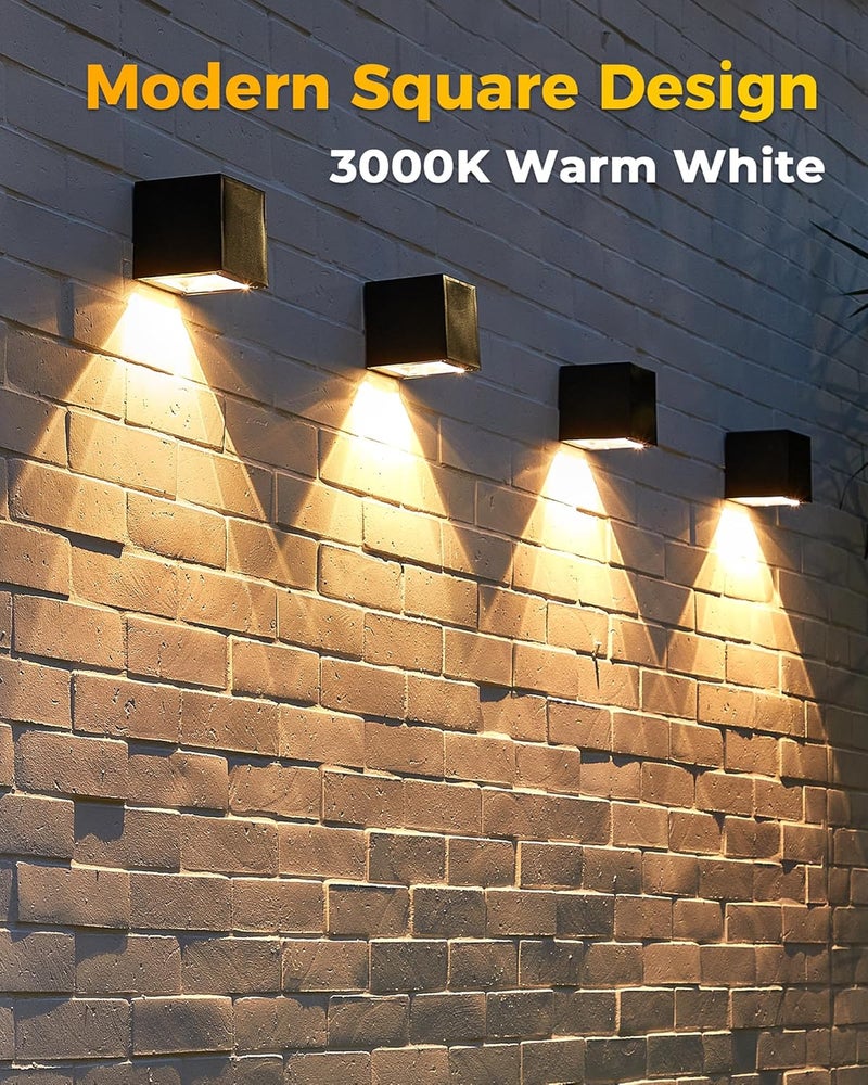 LUHLEE Solar Wall Lights Outdoor,Square Modern Solar Wall Sconce IP65 Waterproof Down Lighting Outdoor Lights for House,Porch,Garden,Yard, Patio,Fence Decor - Image 2