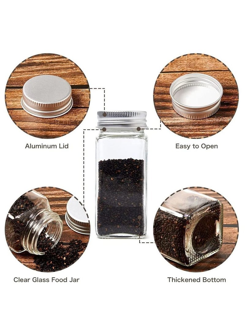 Swift 24 PCS Glass Spice Jars with Labels, 120ml for Spice Cabinet Rack Drawer Empty Seasoning Jars, 1 Pen, 1 Funnel for Herbs Seeds and Small Items Shaker Lids, Sponge Brush  - Image 4