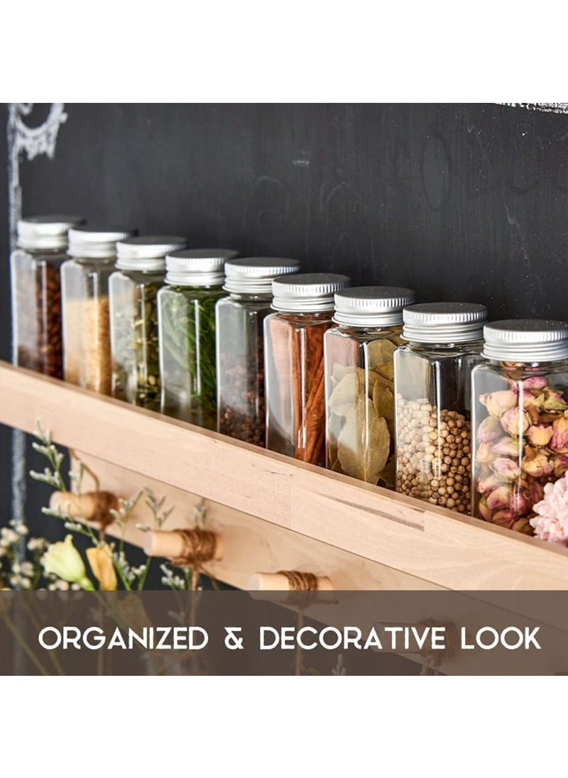 Swift 24 PCS Glass Spice Jars with Labels, 120ml for Spice Cabinet Rack Drawer Empty Seasoning Jars, 1 Pen, 1 Funnel for Herbs Seeds and Small Items Shaker Lids, Sponge Brush  - Image 3