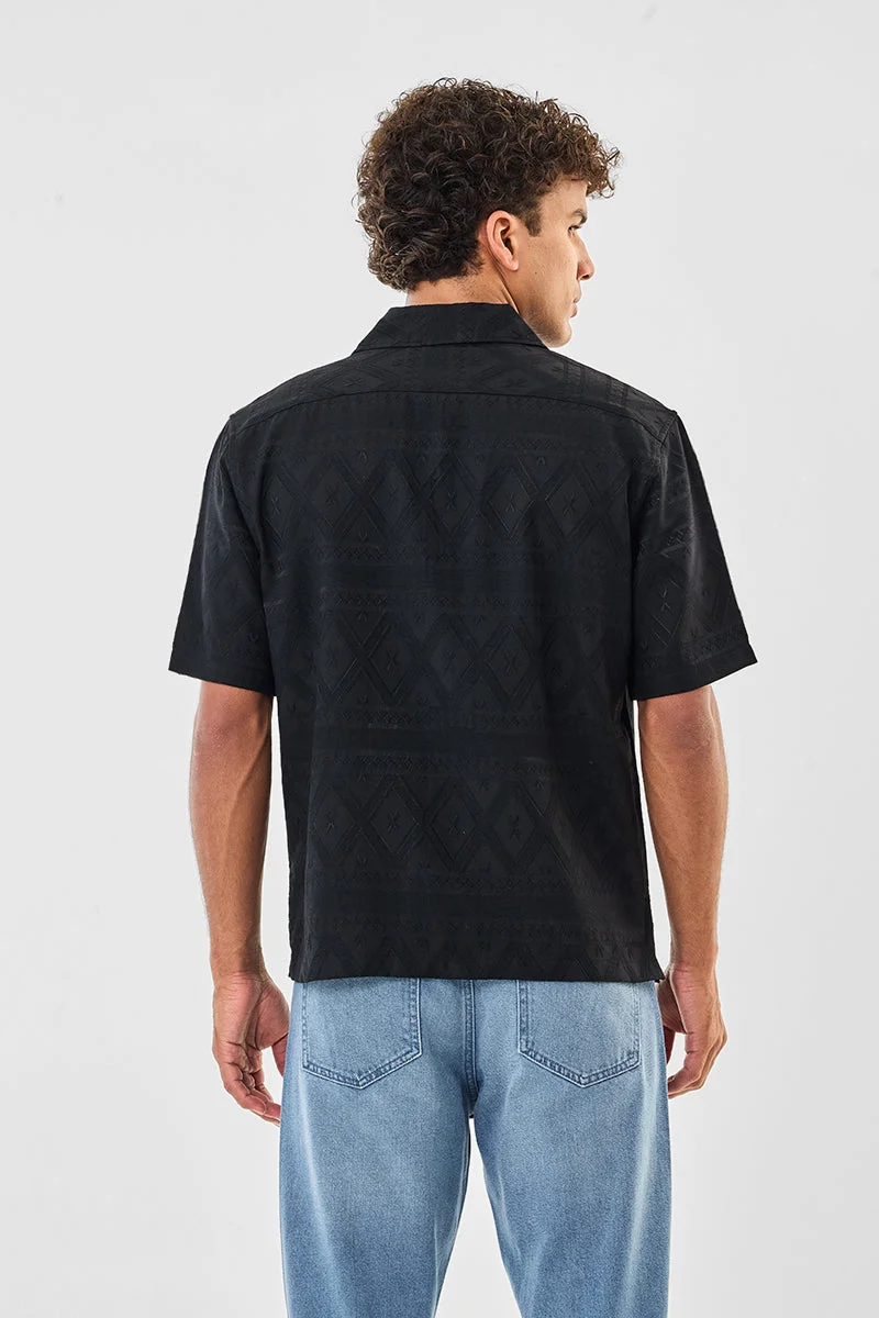 SNITCH Black Box Fit Self-design Shirt for Men | Best Price UAE