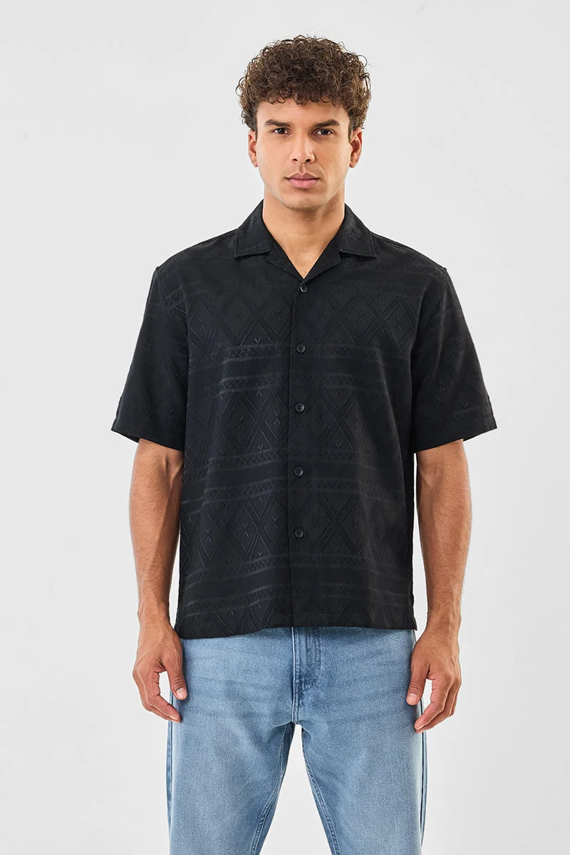 SNITCH Black Box Fit Self-design Shirt for Men | Best Price UAE