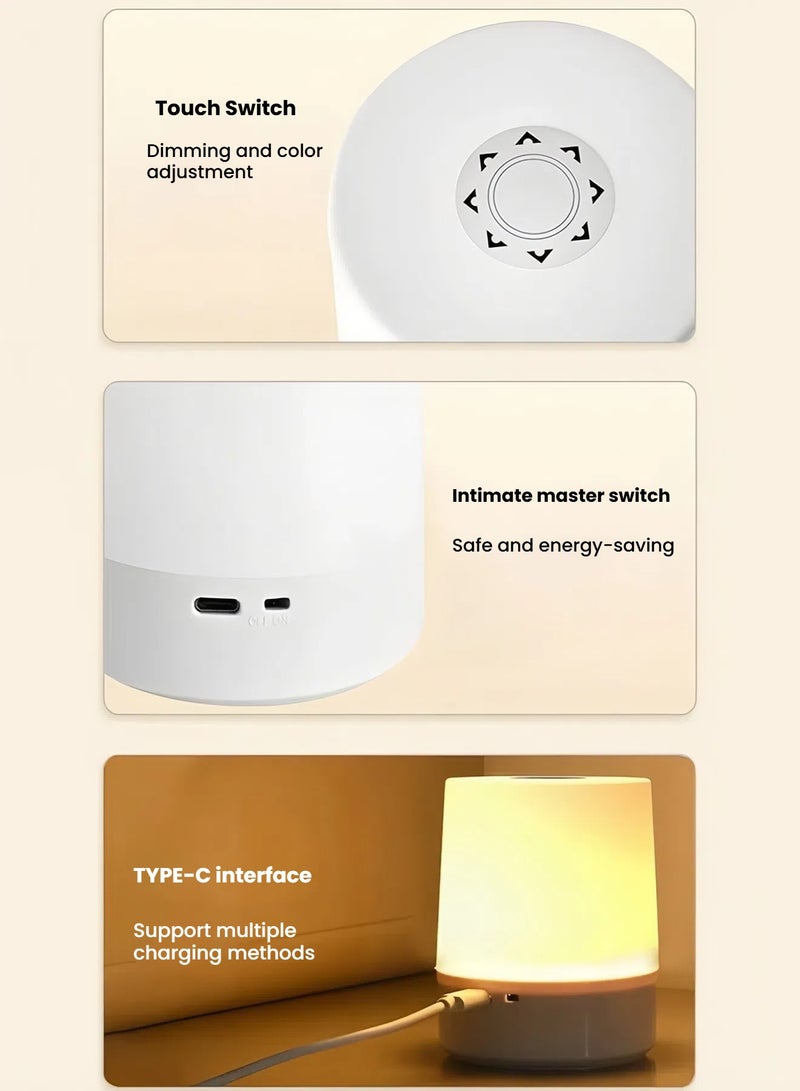 YELIN Touch Night Light, Type-c Rechargeable ,Dimmable LED Bedside Lamp with Remote, Baby Nursery Lamp, 3 Color Temperatures, Timer, Perfect for Bedroom, Dorm, Night Feeding - Image 5