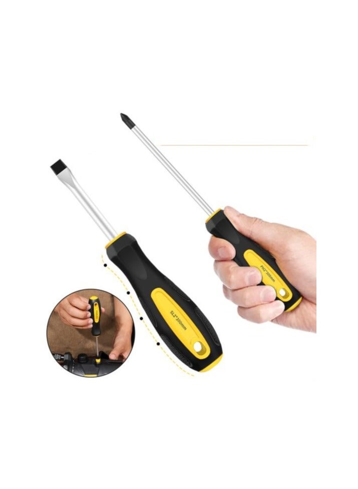 2 Extended Screwdriver Bits, Comfortable Handle, High Hardness, Multi-Purpose, Flat Slotted Head, Magnetic Screwdriver Tool - Image 1