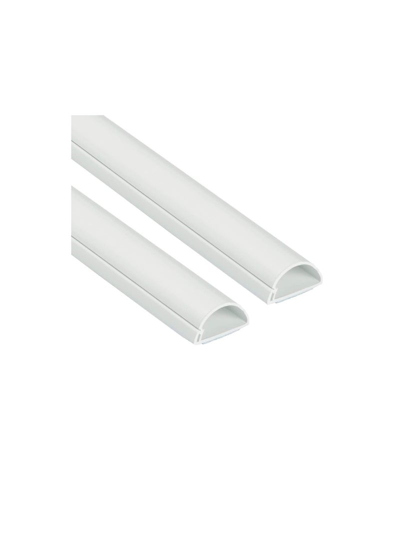 1 Meter White Floor PVC Trunking With Self Adhesive Red Sticker Wall Cord Cover Cable Concealer On-Wall Wire Cover Paintable Cable Management - Pack of 2 (10x35MM, White)  - Image 1