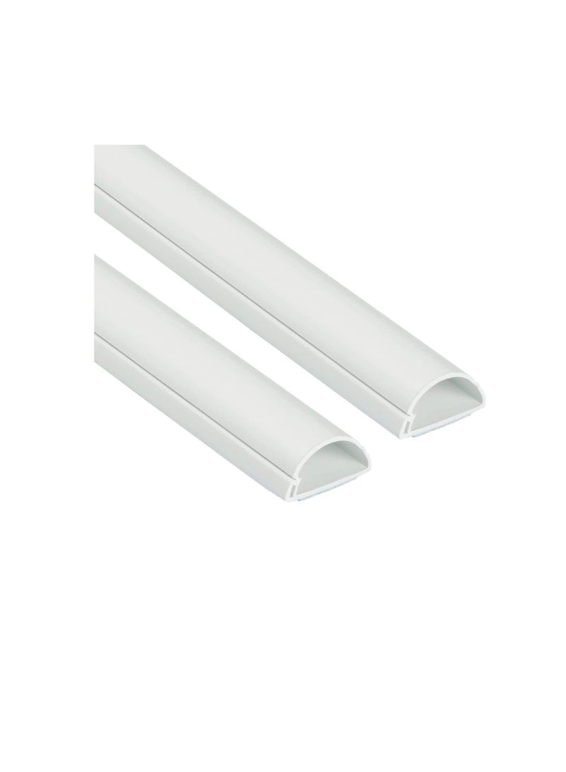 1 Meter White Floor PVC Trunking With Self Adhesive Red Sticker Wall Cord Cover Cable Concealer On-Wall Wire Cover Paintable Cable Management - Pack of 2 (10x35MM, White)  - Image 2