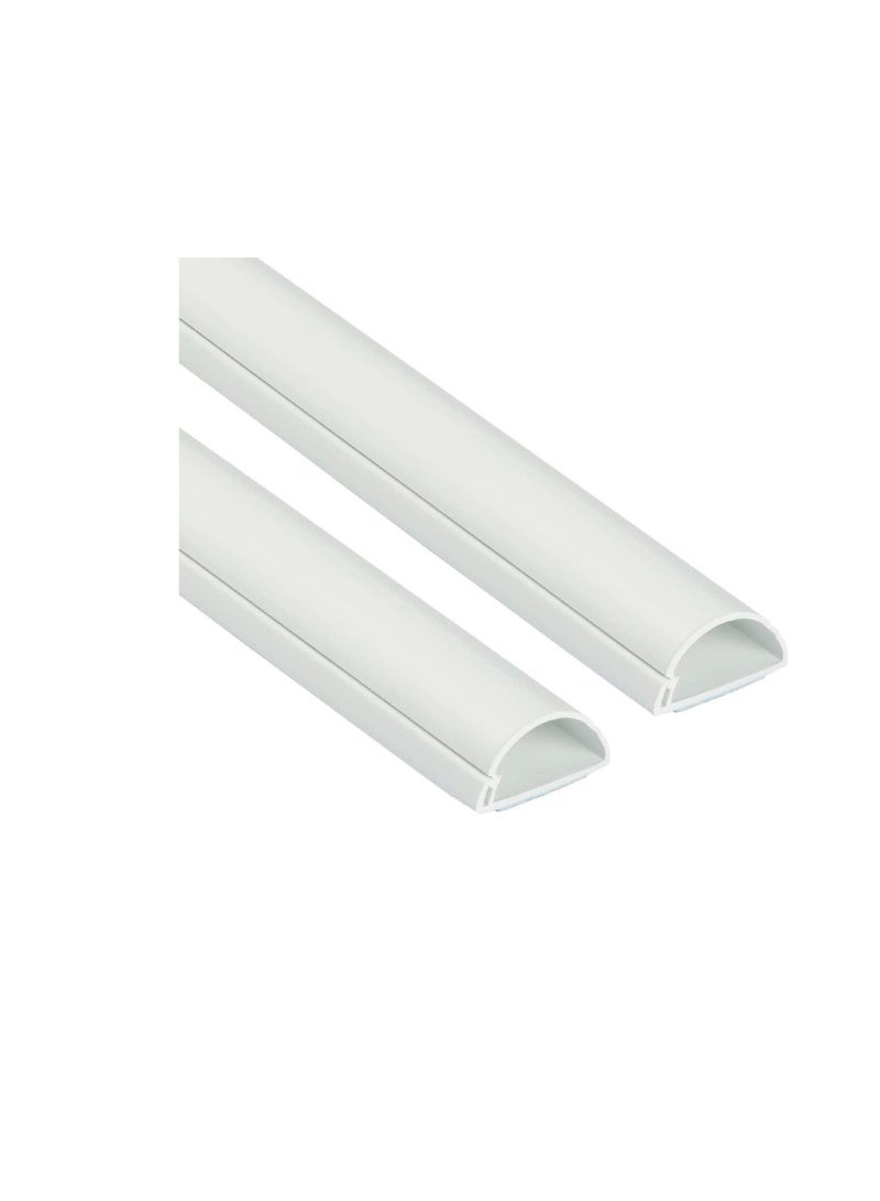 1 Meter White Floor PVC Trunking With Self Adhesive Red Sticker Wall Cord Cover Cable Concealer On-Wall Wire Cover Paintable Cable Management - Pack of 2 (10x35MM, White)  - Image 3