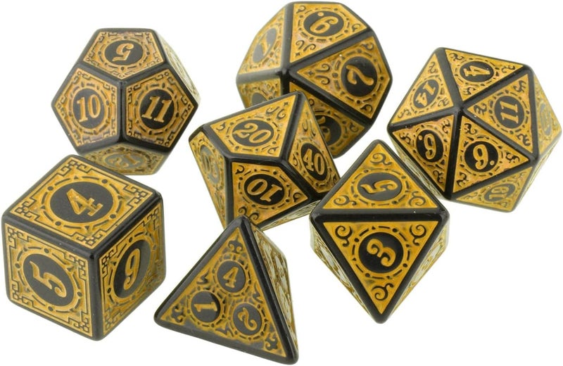 klarako 7 Pack DND Dice Sets, Polyhedral Dice Great for Role Playing Table Game  Yellow - Image 1