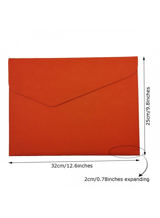 Enyuwlcm PU Leather A4 File Folder Document Holder Waterproof Portfolio Envelope Folder Case with Invisible Magnetic Closure Orange - Image 1