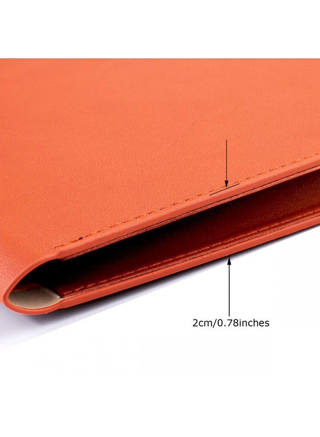 Enyuwlcm PU Leather A4 File Folder Document Holder Waterproof Portfolio Envelope Folder Case with Invisible Magnetic Closure Orange - Image 3