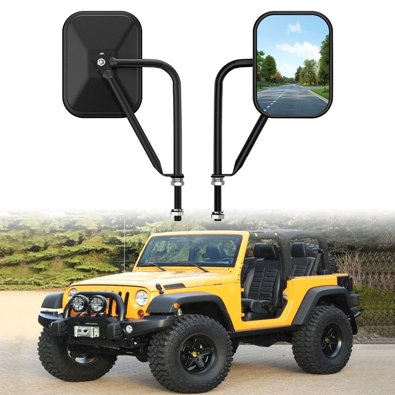 Door Off Mirror Compatible with Jeep Wrangler JK JL Unlimited Wider View EasyInstall Door Hinge Side Mirrors for Wrangler JK JL Unlimited
