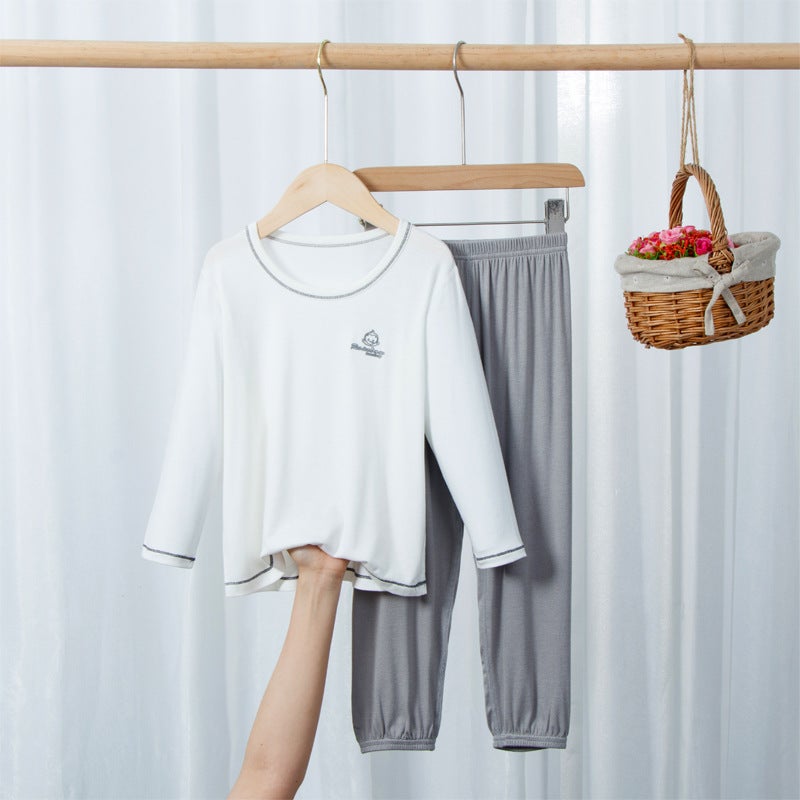 Children'S Wear Modal Long Sleeve Trousers Large Children'S Home Suit Air-Conditioning Suit Korean Underwear Thin - Image 1