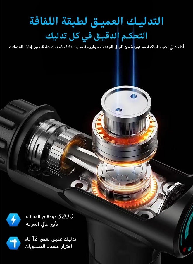 جهاز مساج تدليكا لأنسجة العميقة، مسدس تدليك قرع بشاشة لمس LED مع 6 سرعات و6 رؤوس تدليك، جهاز تدليك عضلي كهربائي محمول لتخفيف أي ألم، هدايا للعائلات والأصدقاء - Image 4