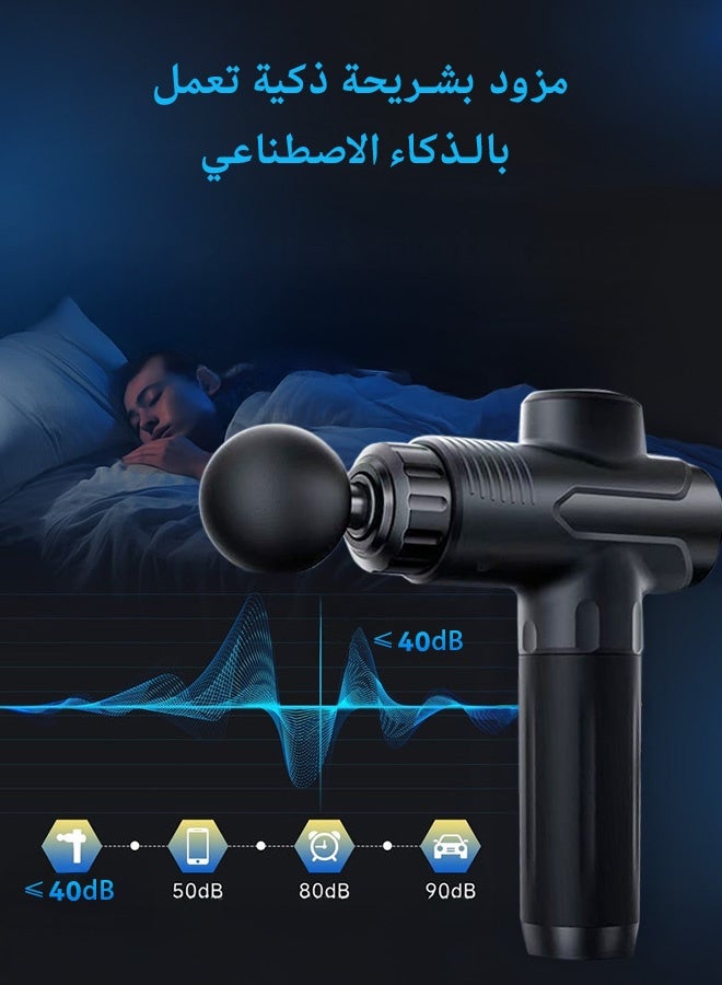 جهاز مساج تدليكا لأنسجة العميقة، مسدس تدليك قرع بشاشة لمس LED مع 6 سرعات و6 رؤوس تدليك، جهاز تدليك عضلي كهربائي محمول لتخفيف أي ألم، هدايا للعائلات والأصدقاء - Image 5