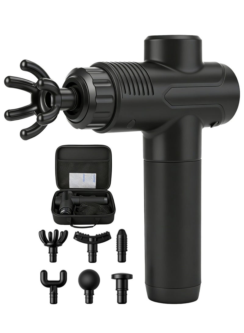 Massage Gun Deep Tissue Massager, Percussion Massage Gun LED Touch Screen with 6-Speed and 6 Massage Heads Handheld Electric Muscle Massager for Any Soreness Relief Gifts for Families and Friends - Image 1