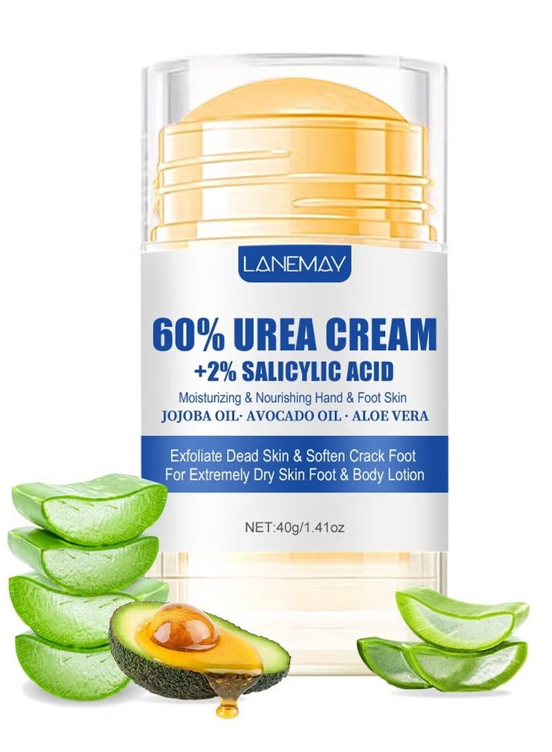 LANEMAY 60% Urea Cream for Feet Maximum Strength 2% Salicylic Acid Foot Hands Cream for Dry Cracked Feet Knees Moisturizer Hydrates &Nourish Foot Care for Softens Exfoliates 1.41oz - Image 1