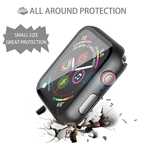 Misxi 2 Pack Hard PC Case with Tempered Glass Screen Protector Compatible with Apple Watch SE 3 (2025) SE 2 SE Series 6 Series 5 Series 4 44mm, Black - Image 4