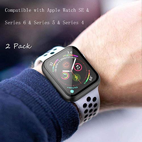 Misxi 2 Pack Hard PC Case with Tempered Glass Screen Protector Compatible with Apple Watch SE 3 (2025) SE 2 SE Series 6 Series 5 Series 4 44mm, Black - Image 5