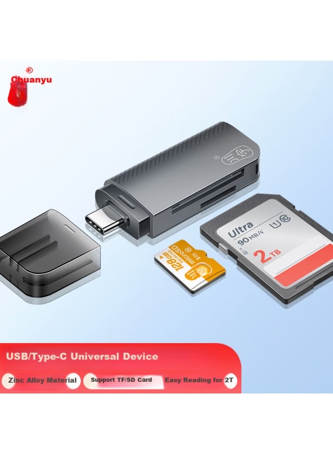 Chuanyu Type-c Zinc Alloy High Speed Card Reader Sd/tf 2-in-1 For Apple 16/15/ipad Tablet/usb-c Computer Mobile Phone Dual Card Single Read - Image 1