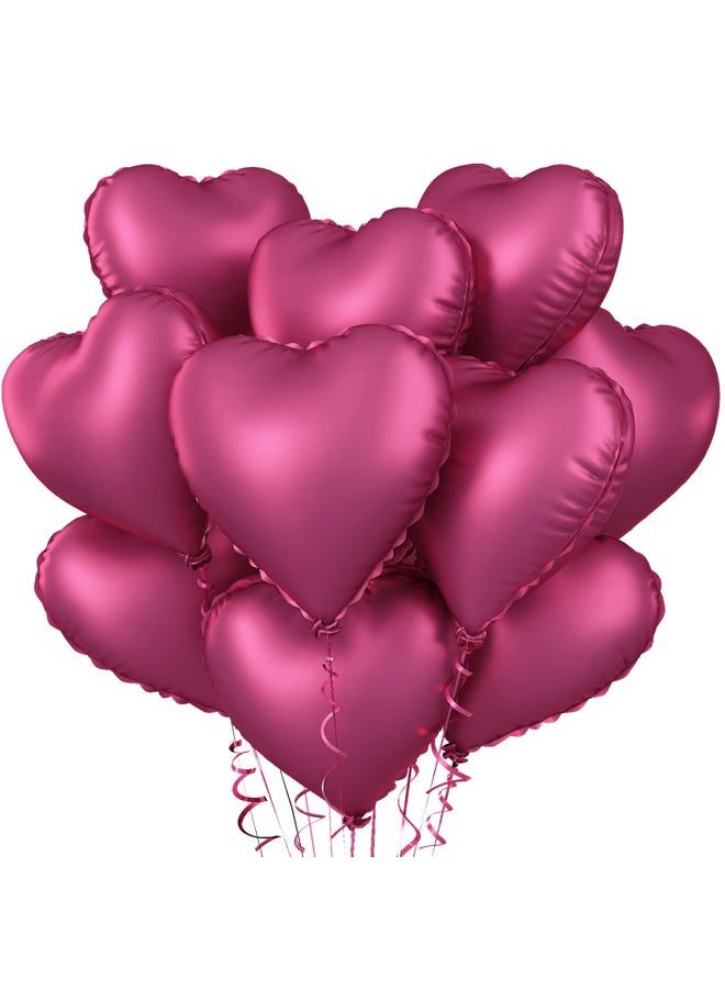 Biapian Foil Heart Balloons, 10PCS Pink Heart Shape Balloons Valentines Balloons 18inch Rose Red Foil Balloons for Helium Birthday Decorations for Girls Women for Valentines Day, Wedding, Anniversary - Image 1