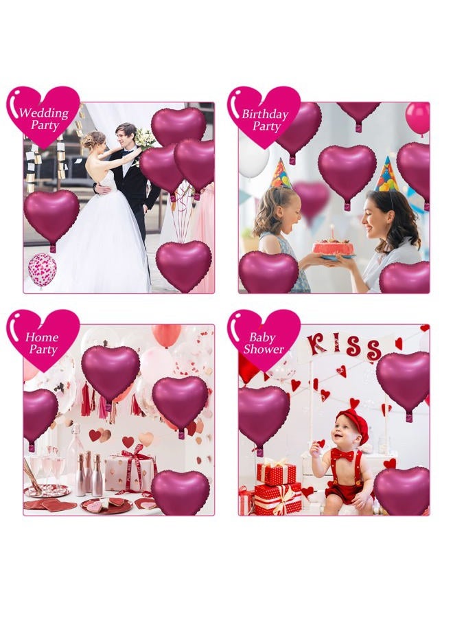 Biapian Foil Heart Balloons, 10PCS Pink Heart Shape Balloons Valentines Balloons 18inch Rose Red Foil Balloons for Helium Birthday Decorations for Girls Women for Valentines Day, Wedding, Anniversary - Image 5