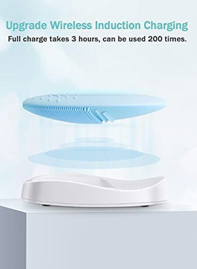 EZBASICS Facial Cleansing Brush, Waterproof Sonic Vibrating Face Brush for Deep Cleansing, Gentle Exfoliating and Massaging, Inductive charging (Blue) - Image 4