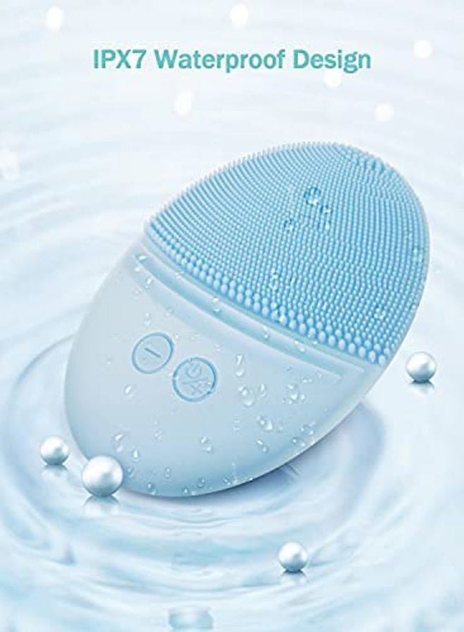 EZBASICS Facial Cleansing Brush, Waterproof Sonic Vibrating Face Brush for Deep Cleansing, Gentle Exfoliating and Massaging, Inductive charging (Blue) - Image 5