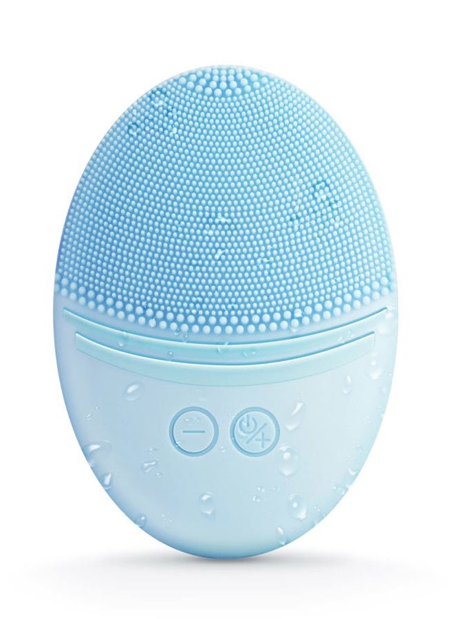 EZBASICS Facial Cleansing Brush, Waterproof Sonic Vibrating Face Brush for Deep Cleansing, Gentle Exfoliating and Massaging, Inductive charging (Blue) - Image 1
