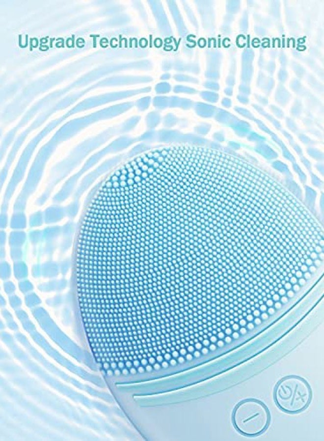 EZBASICS Facial Cleansing Brush, Waterproof Sonic Vibrating Face Brush for Deep Cleansing, Gentle Exfoliating and Massaging, Inductive charging (Blue) - Image 2