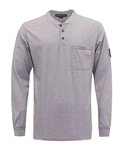 BOCOMAL FR Shirts Flame Resistant Shirt 55oz 100 Cotton Light Weight CAT2 Fire Retardant Henley Shirts