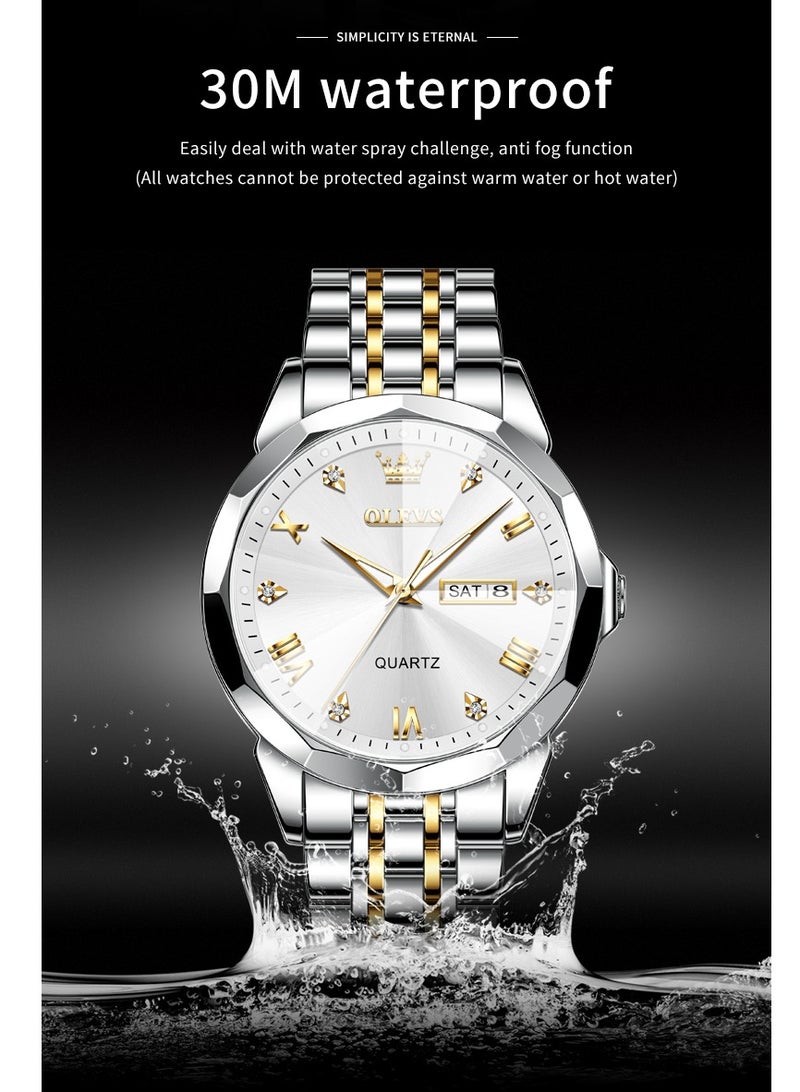 OLEVS Watches for Men Fashion Stainless Steel Quartz Analog Water Resistant Watch 9931 - Image 5