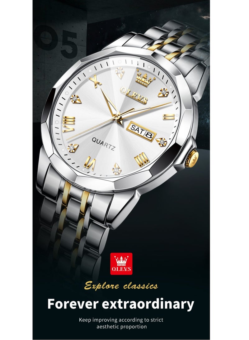 OLEVS Watches for Men Fashion Stainless Steel Quartz Analog Water Resistant Watch 9931 - Image 3