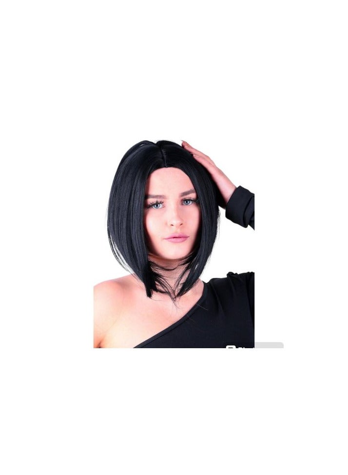 باروكة كاريه لون بنى غامق موديل قصير من الخلق اجناب طويله  تقبل الغسيل والمكواة والسيشوار - Image 1