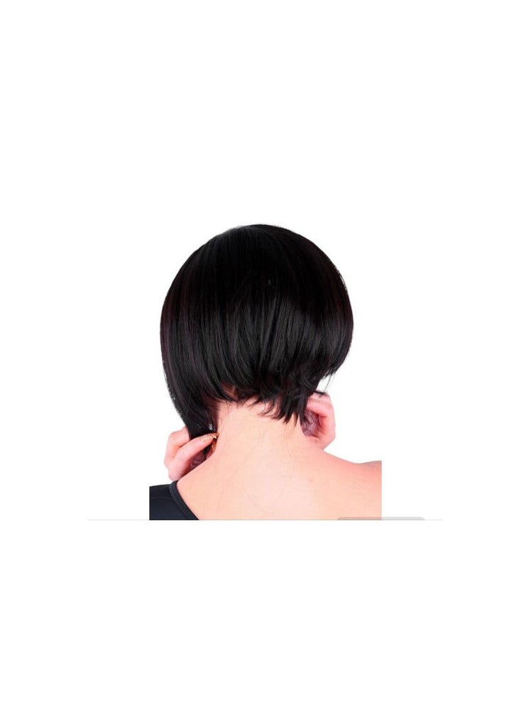 باروكة كاريه لون بنى غامق موديل قصير من الخلق اجناب طويله  تقبل الغسيل والمكواة والسيشوار - Image 3