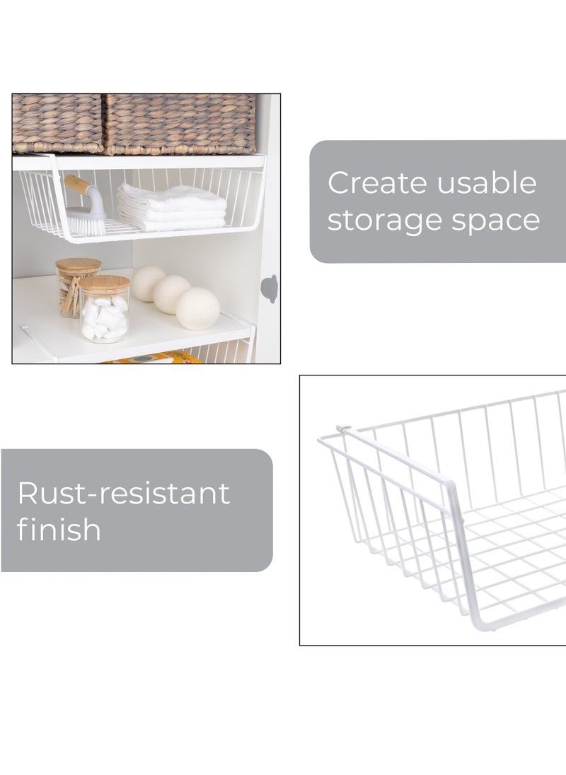 HOMESTAR Under Shelf Storage Basket, 1 Pack Under Shelf Multipurpose Basket Hanging Metal Wire Storage Basket Organizer for Kitchen, Pantry, Office, Desk, Bathroom, Cabinet  - Image 3