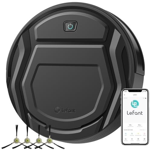 Lefant M210 Robot Vacuum Cleaner, 120-Min Runtime, Compact Design, Powerful Suction, Low Noise, Wi-Fi/App/Voice Control, Self-Charging, Scheduled Cleaning, Ideal for Pet Hair and Hard Floors, Black - Image 1